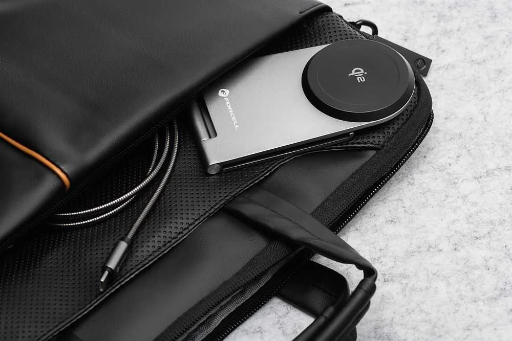 Belaidis įkroviklis Forcell F-Energy Flip Charge USB C Qi2 15W, suderinamas su MagSafe sidabrinis 0INT