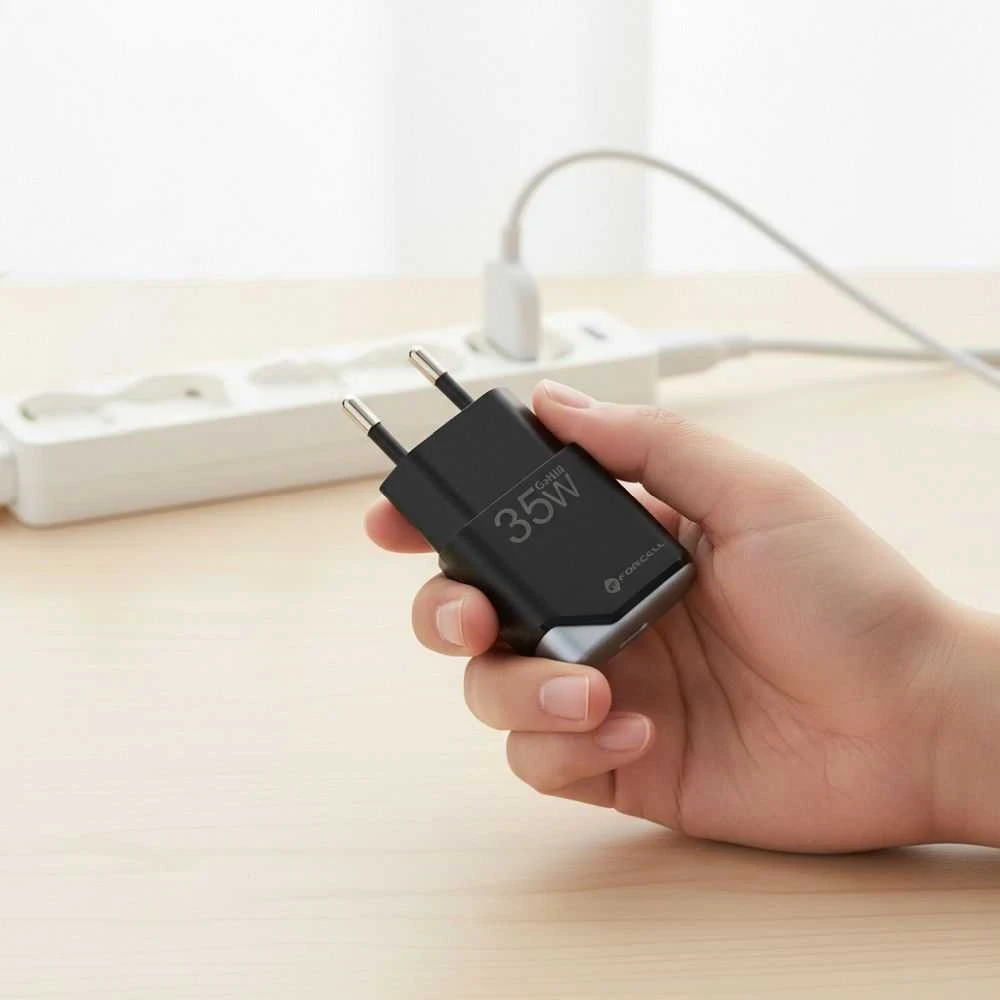 Telefono įkroviklis Forcell F-Energy Ultra Slim GaN III USB C PD QC4.0 3A 35W B135101-E juodas