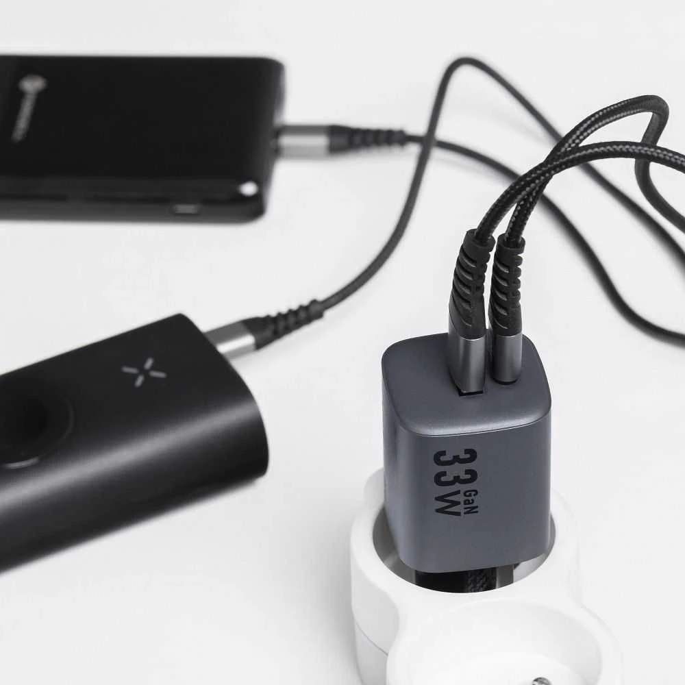 Įkroviklis Forcell F-Energy (1xUSB-C;1xUSB 3A 33W) juodas