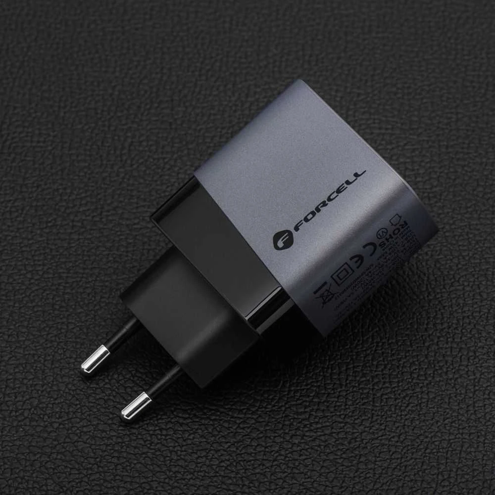 Įkroviklis Forcell F-Energy (1xUSB-C;1xUSB 4A 45W) juodas