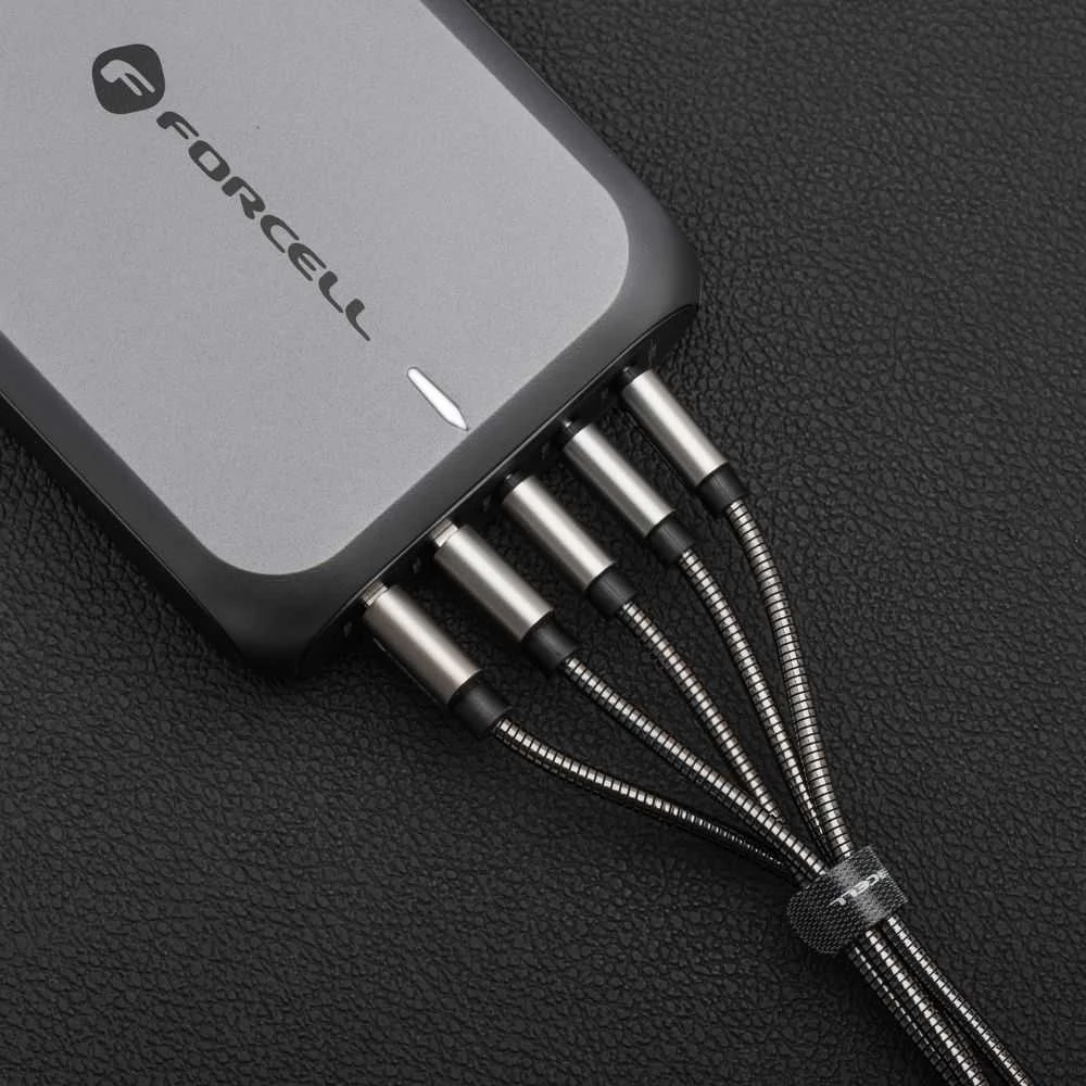 USB A į USB C laidas Forcell F-Energy QC4.0 3A 66W metalinis 2 m C234 sidabrinis