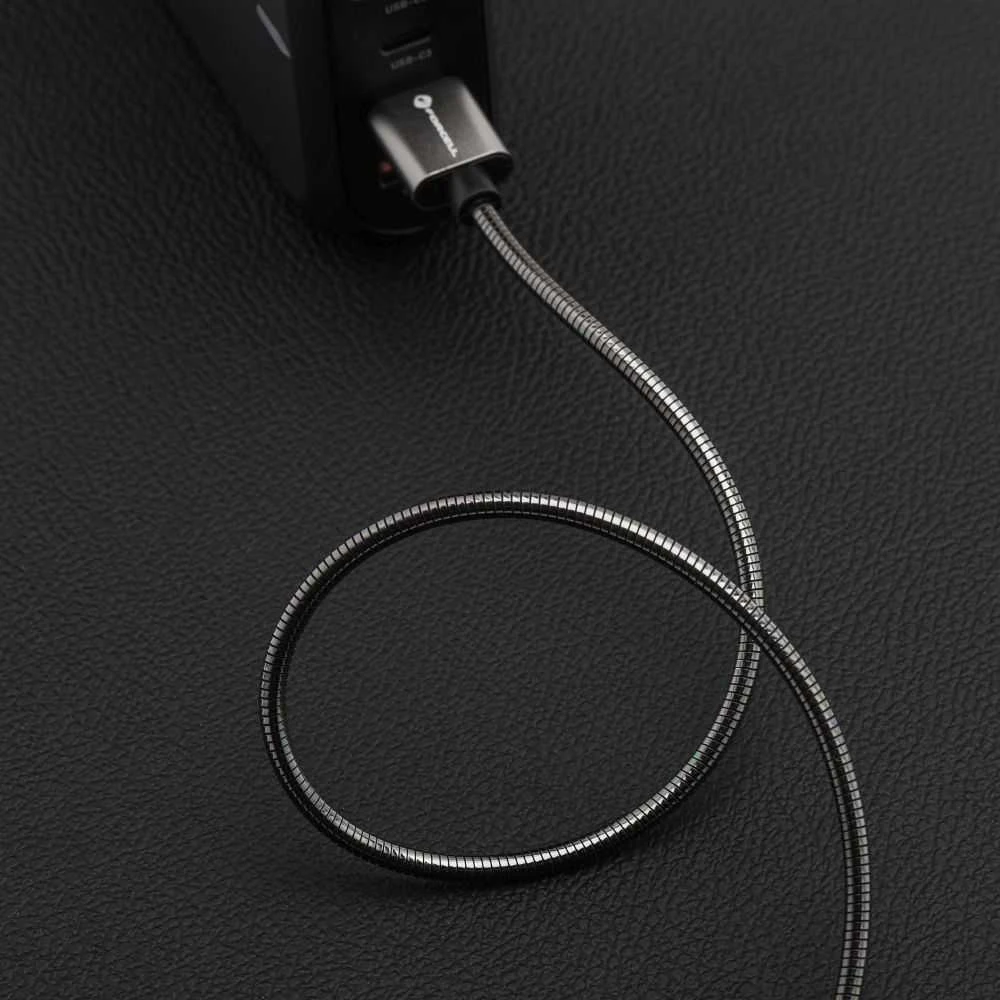 USB A į USB C laidas Forcell F-Energy QC3.0 66W metalinis 1 m C234 sidabrinis
