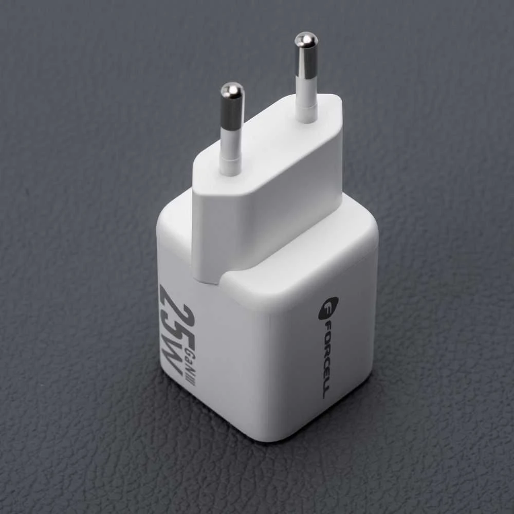 Telefono įkroviklis Forcell F-Energy Mini GaN III USB C + USB A QC4.0 PD 25W VT-25B baltas 0INT