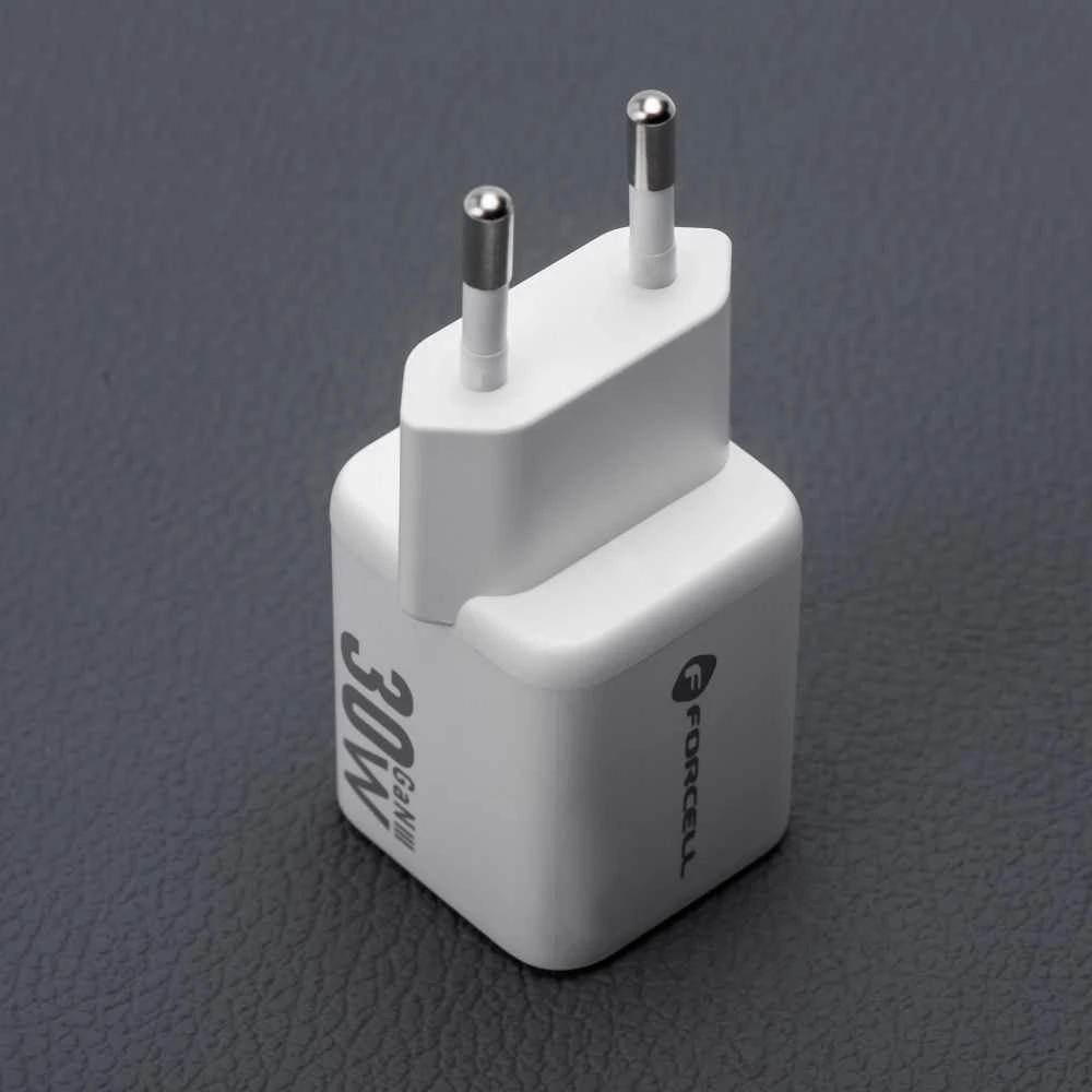 Telefono įkroviklis Forcell F-Energy Mini GaN III USB C + USB A QC4.0 PD 30W VT-35 baltas 0INT