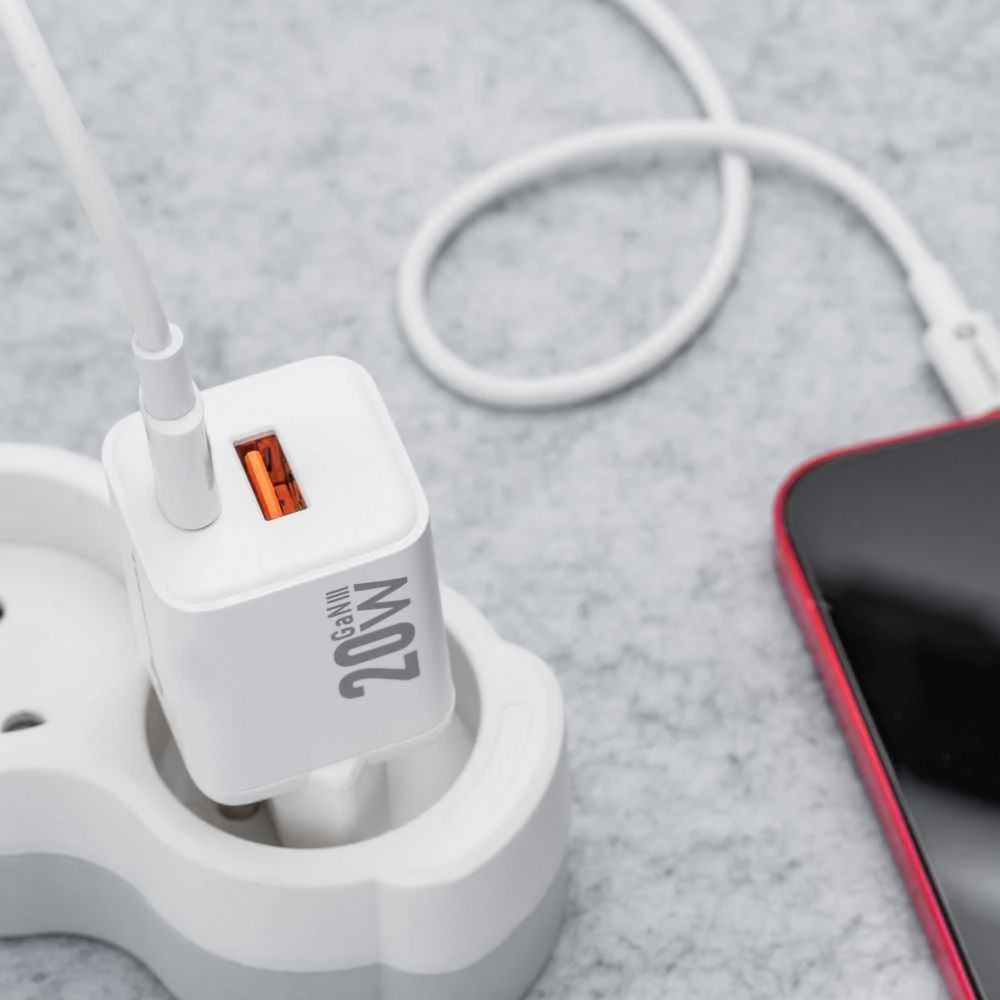 Telefono įkroviklis Forcell F-Energy Mini GaN III USB C + USB A QC4.0 PD 20W VT-35A baltas 0INT