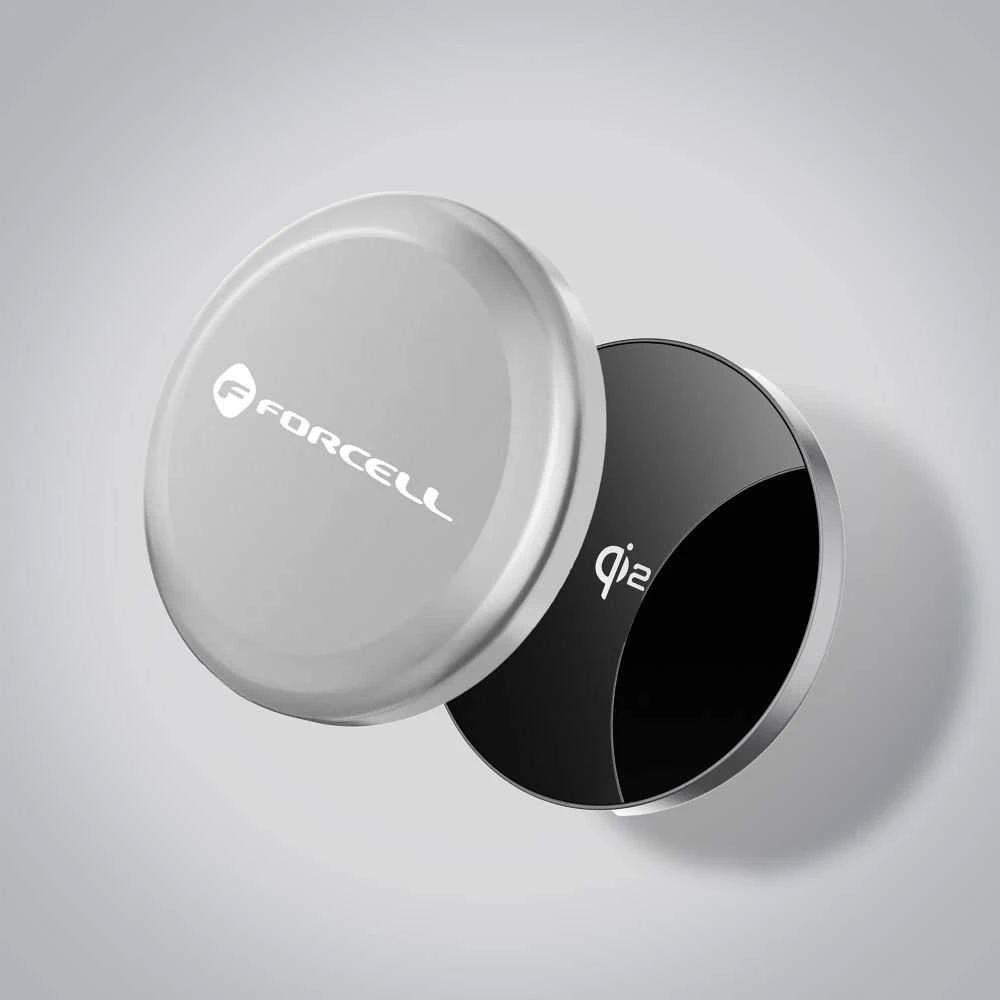 Belaidis įkroviklis Forcell F-Energy Smart Charge USB C Qi2 15W, suderinamas su MagSafe, su nuimamu laidu, 1,5 m ilgio, sidabrinis