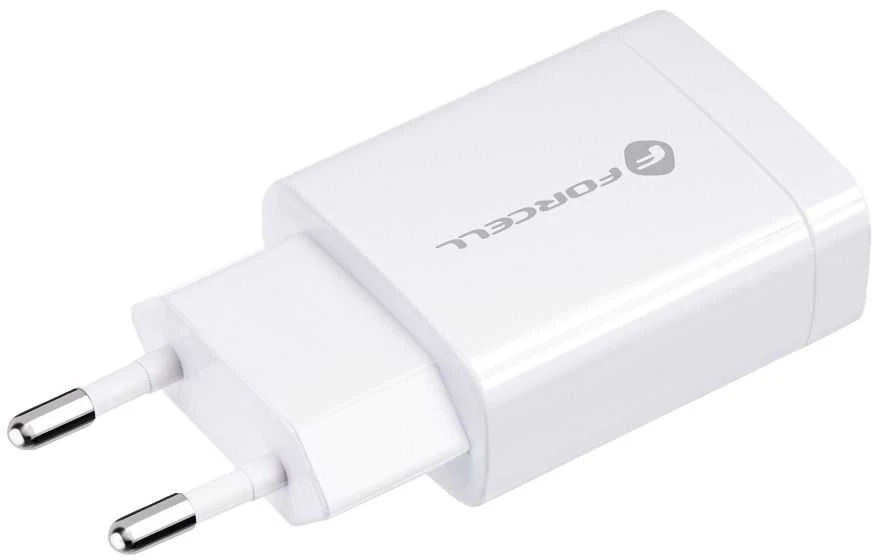 Įkroviklis Forcell + type-C kabelis (1xUSB 2.4A 18W) baltas