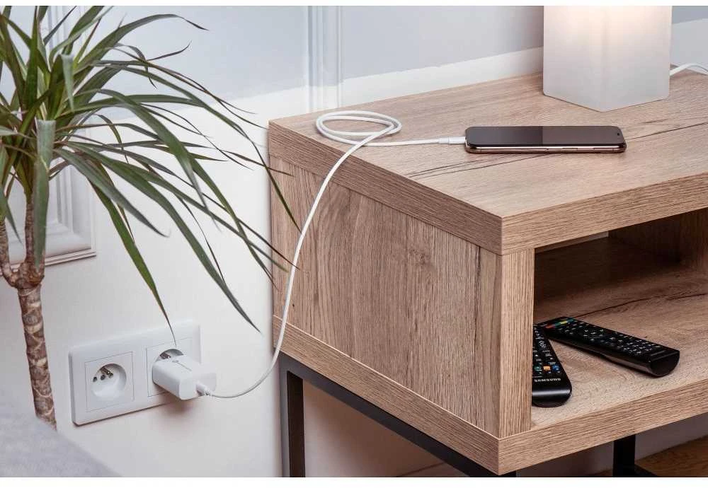 PTC Forcell 230V sieninis įkroviklis su USB Type-C, žaibo (APPLE) laidu 3A 20W su PD ir QC 4.0 įkrovimo funkcija