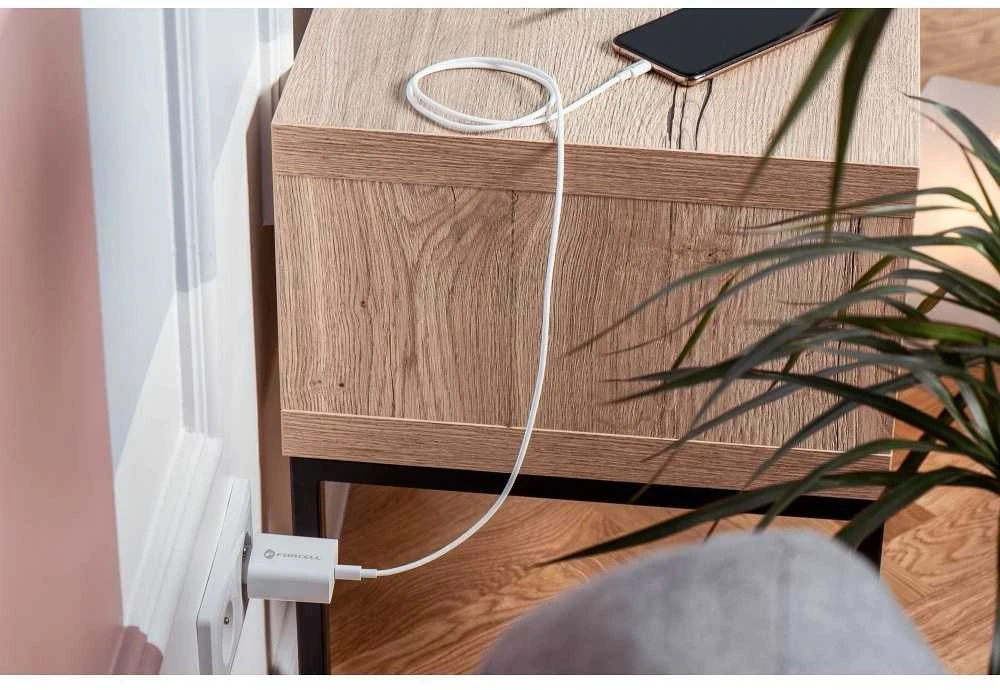 Įkroviklis Forcell + "USB-C (Type-C) to USB-C (Type-C)" (1xUSB-C 3A 25W) baltas