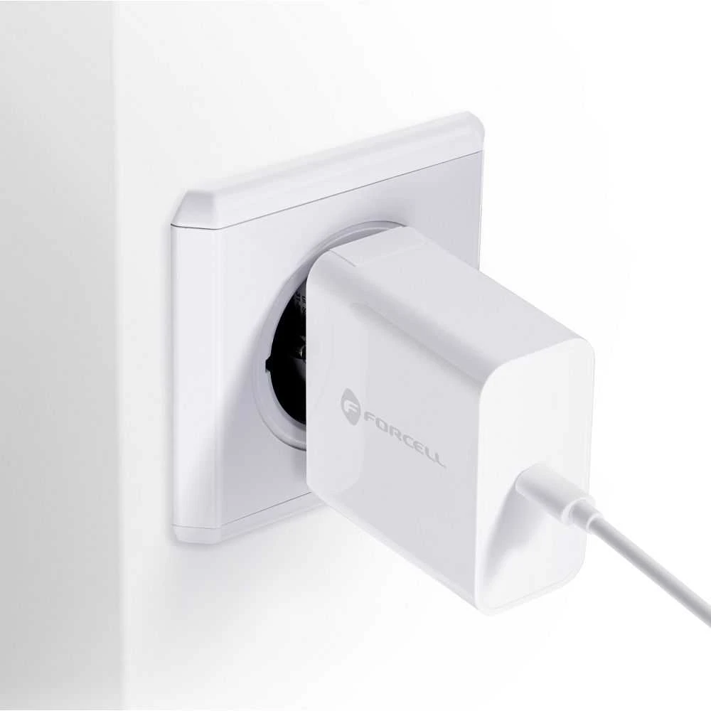 Įkroviklis Forcell (1xUSB-C 3A 45W) baltas