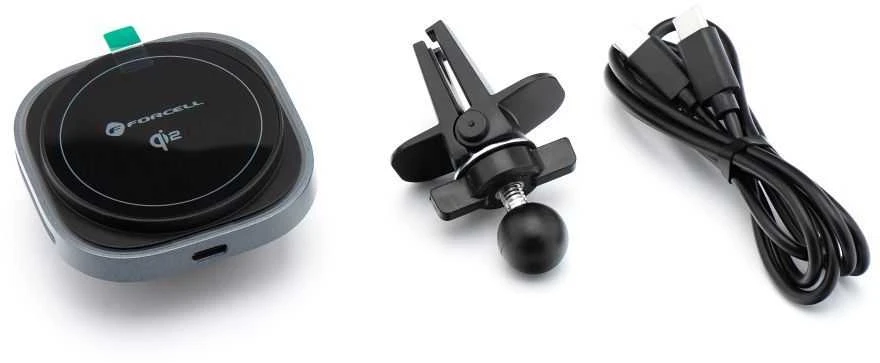 Belaidis automobilinis telefono laikiklis, suderinamas su „Magsafe Forcell F-Grip Air Mag F-07 Qi2 15W“ oro išleidimo angos sidabrinas