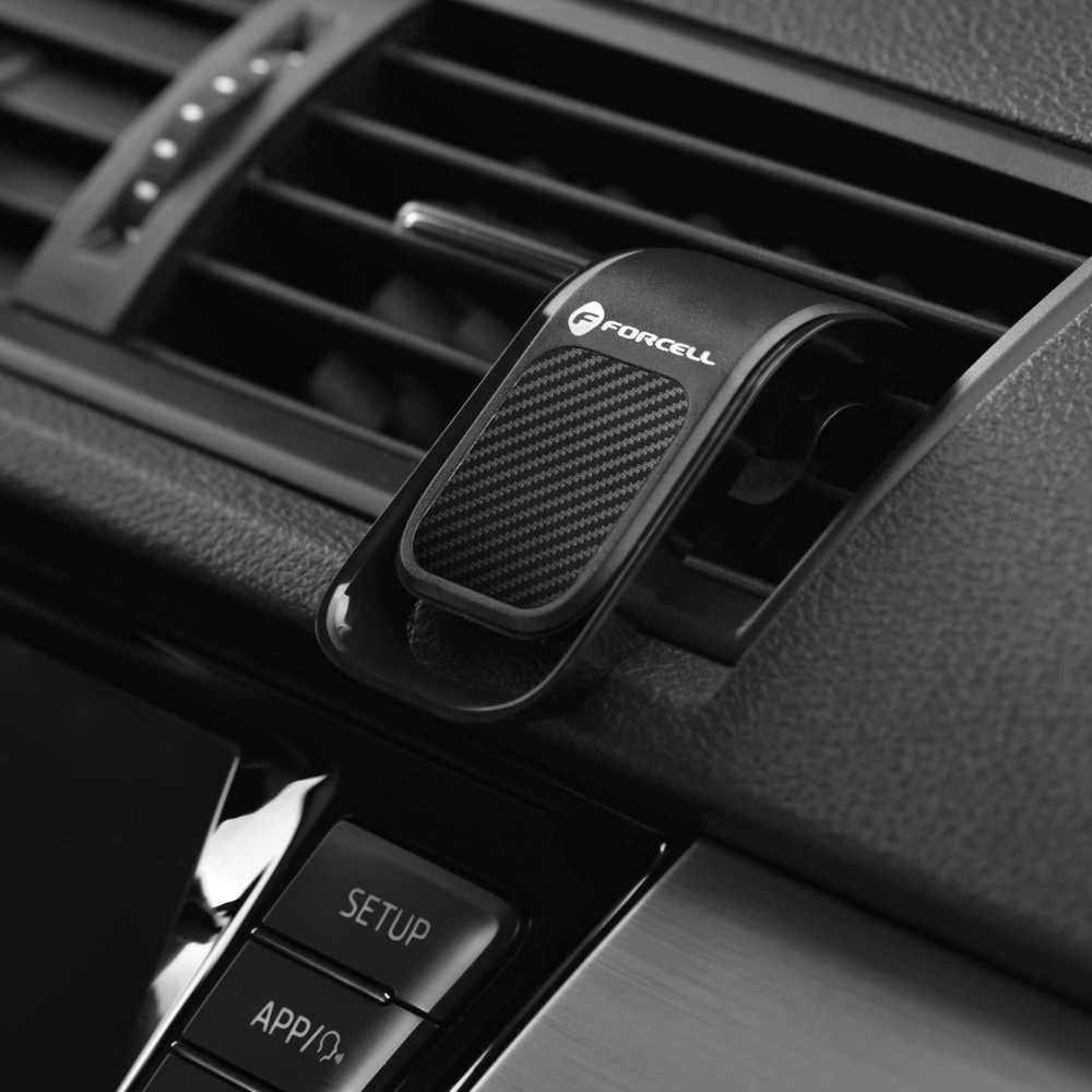 Automobilinis telefono laikiklis Forcell F-Grip Carbon B060 oro išleidimo angos juodas