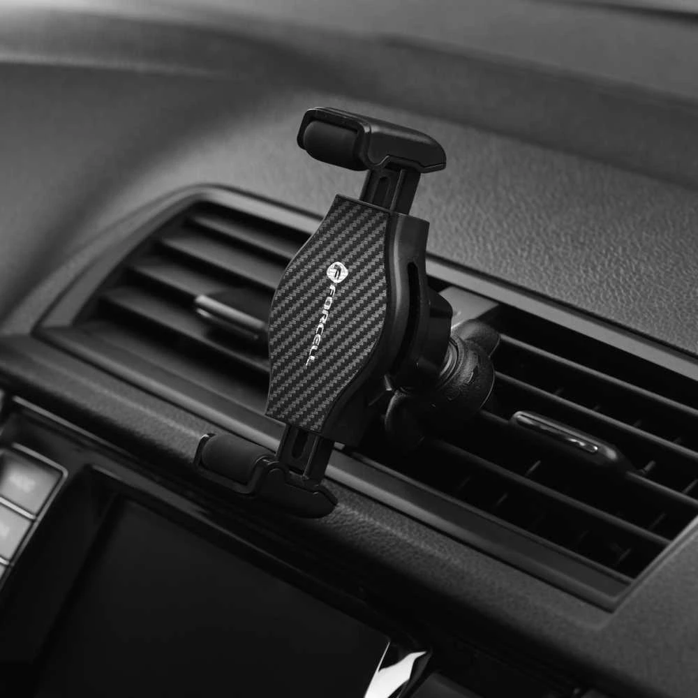 Automobilinis universalus telefono laikiklis Forcell (H-CF509) tvirtinamas ant ventiliacijos grotelių, juodas