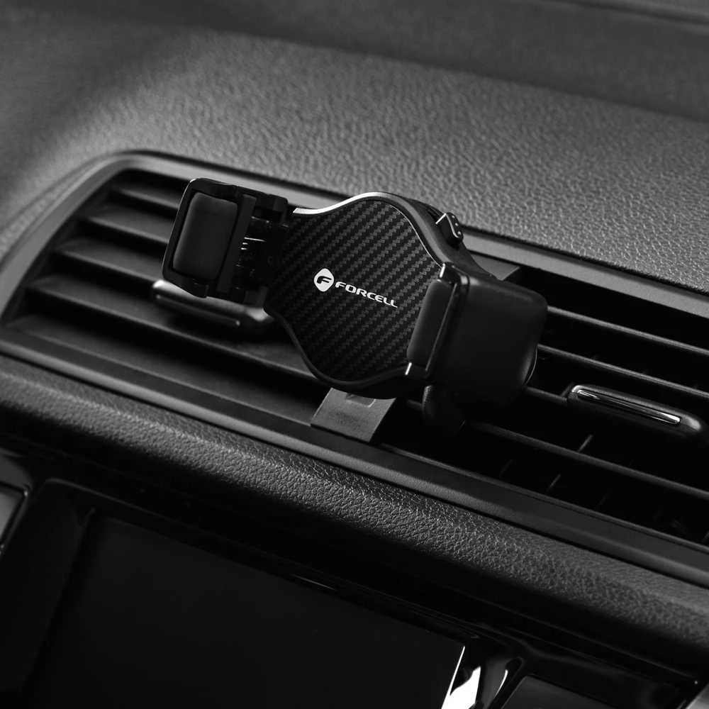 Automobilinis universalus telefono laikiklis Forcell (H-CF509) tvirtinamas ant ventiliacijos grotelių, juodas