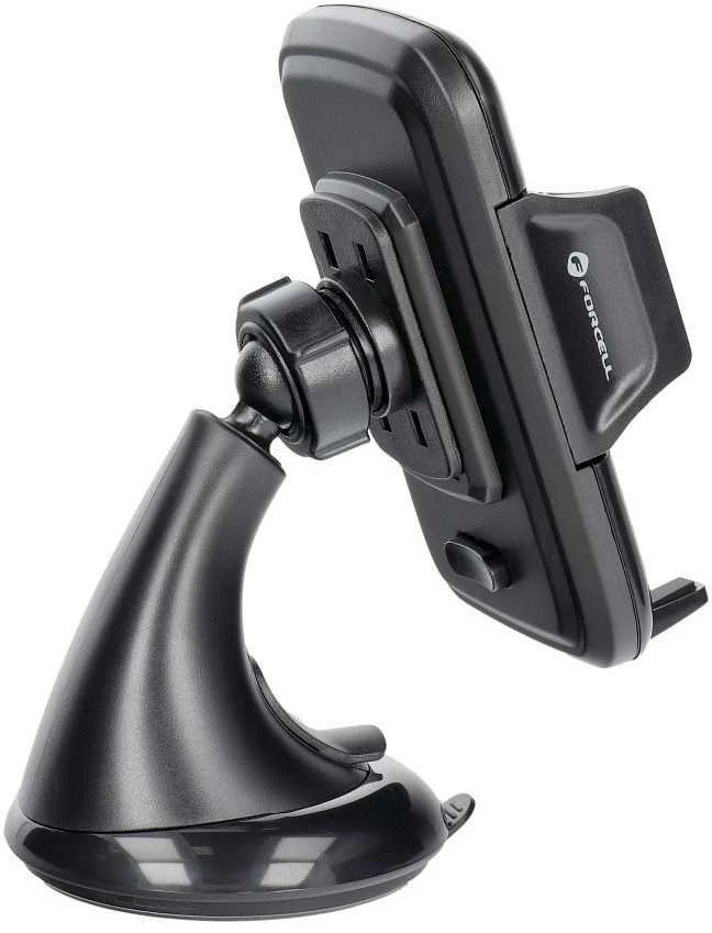Automobilinis telefono laikiklis Forcell F-Grip Carbon HT1 priekiniam stiklui / prietaisų skydeliui juodas
