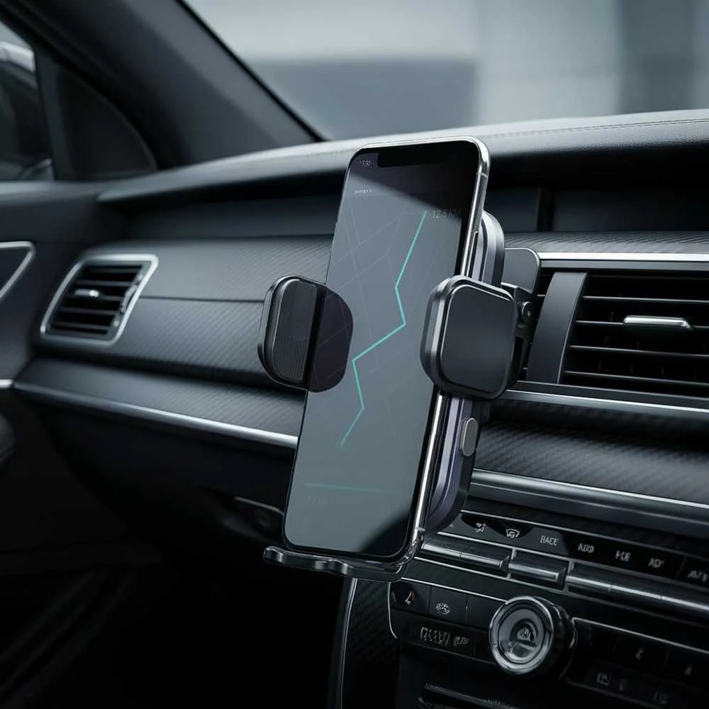 Belaidis automobilio telefono laikiklis Forcell F-Grip Grand F-24 15W oro išleidimo angos sidabrinis