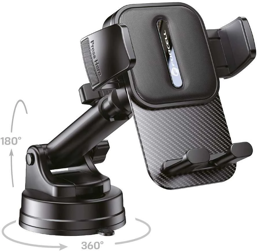 Automobilinis telefono laikiklis Forcell F-Grip Guardian priekiniam stiklui / prietaisų skydeliui juodas