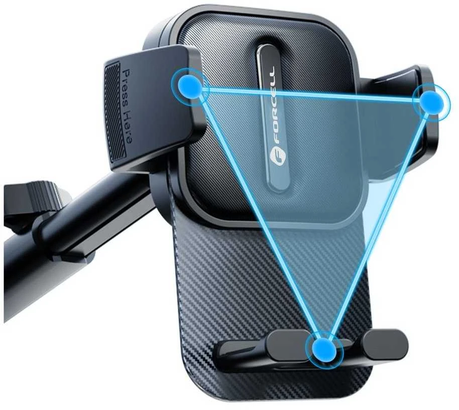 Automobilinis telefono laikiklis Forcell F-Grip Guardian priekiniam stiklui / prietaisų skydeliui juodas