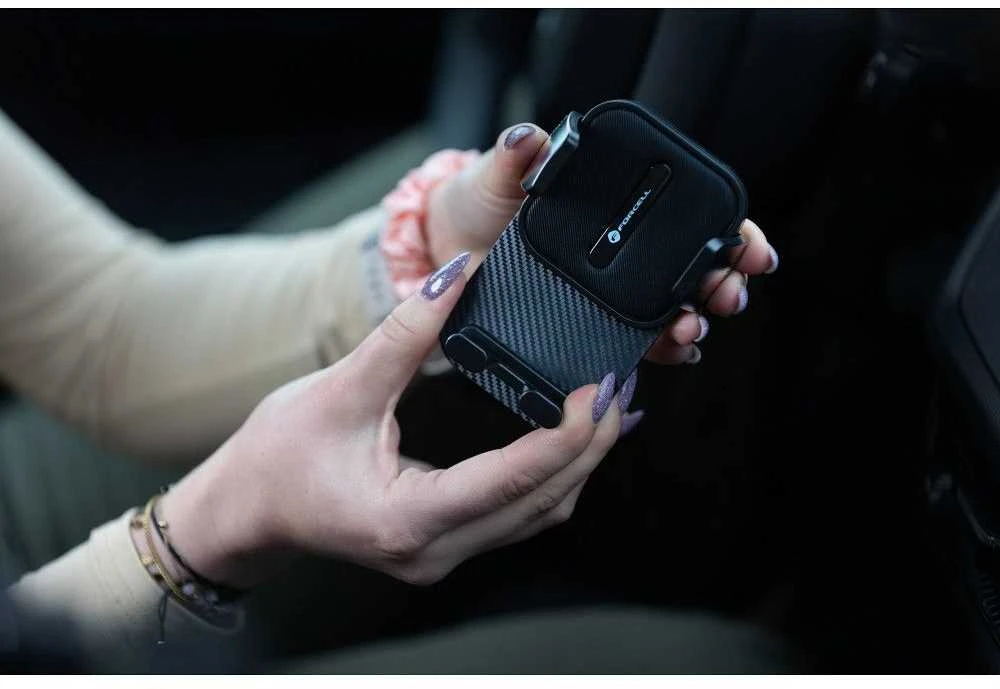 Automobilinis telefono laikiklis Forcell F-Grip Guardian priekiniam stiklui / prietaisų skydeliui juodas
