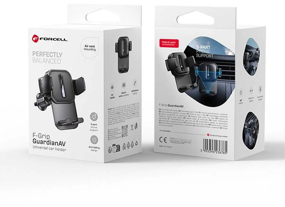 Automobilinis telefono laikiklis Forcell F-Grip Guardian AV oro išleidimo angos juodas
