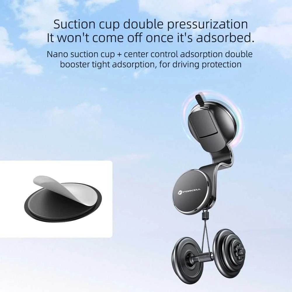 Magnetinis automobilio telefono laikiklis, suderinamas su „Magsafe Forcell F-Grip MagFlex“ priekiniam stiklui / prietaisų skydeliui, juodas