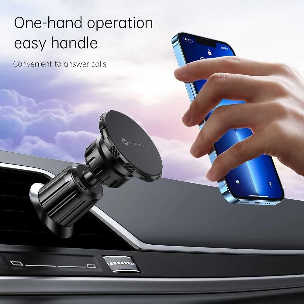 Magnetinis automobilio telefono laikiklis Forcell F-Grip MagFlex priekiniam stiklui / prietaisų skydeliui / ventiliacijos angai juodas