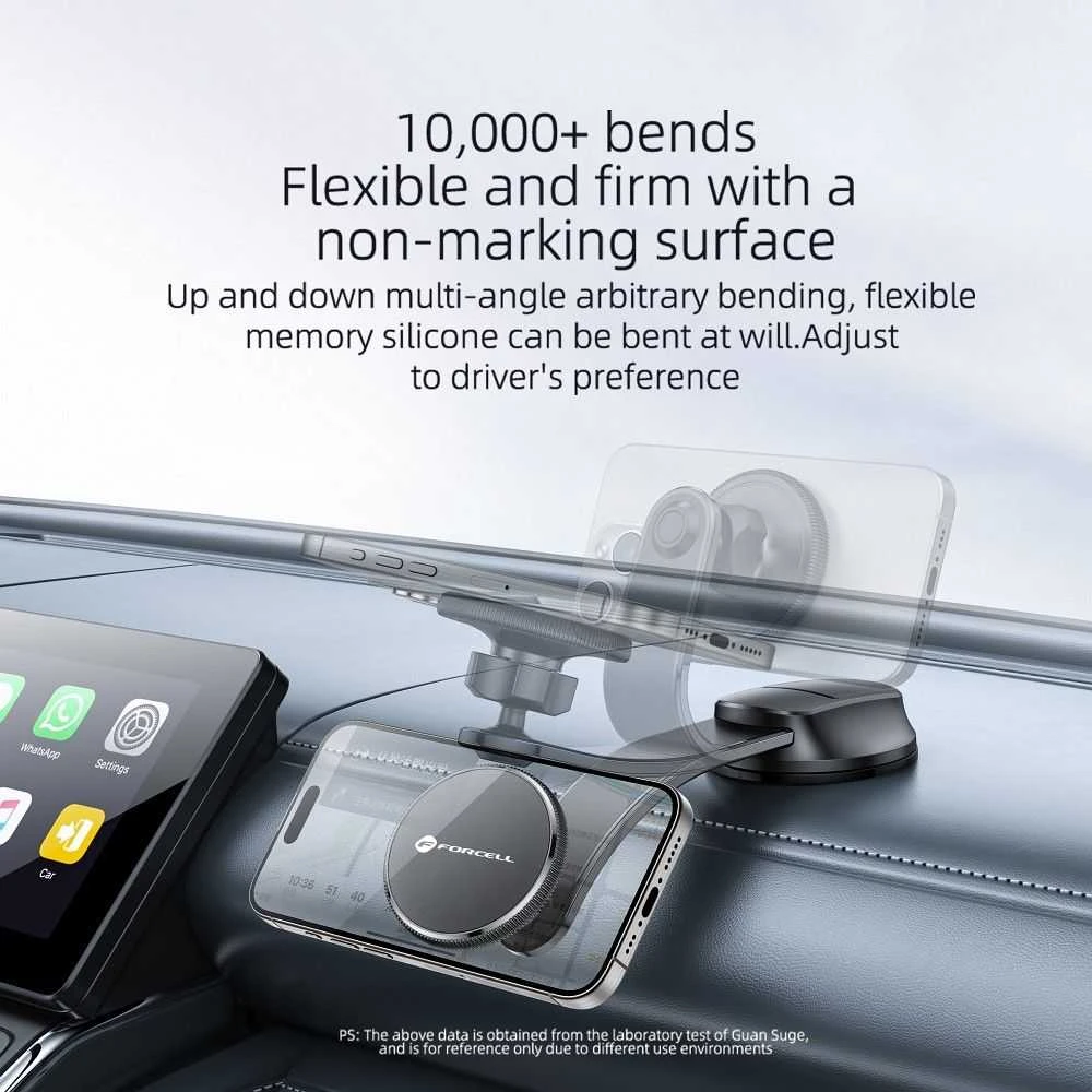 Magnetinis automobilio telefono laikiklis, suderinamas su „Magsafe Forcell F-Grip MagFlex“ priekiniam stiklui / prietaisų skydeliui, juodas