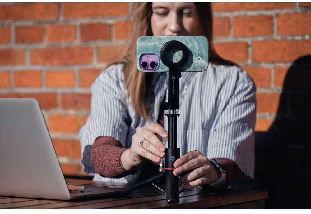 FORCELL F-GRIP MagSelfie S100M asmenukių lazda su bevieliu nuotolinio valdymo pulteliu juodas