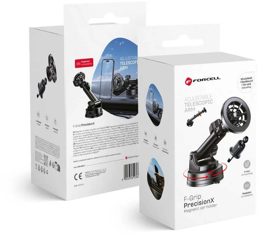 Magnetinis automobilio telefono laikiklis, suderinamas su „Magsafe Forcell F-Grip PrecisionX“ priekiniu stiklu / prietaisų skydeliu / ventiliacijos angomis (juodas)