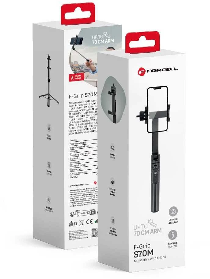 Asmenukių lazda + trikojis Forcell F-GRIP (S70M) (Bluetooth) juoda
