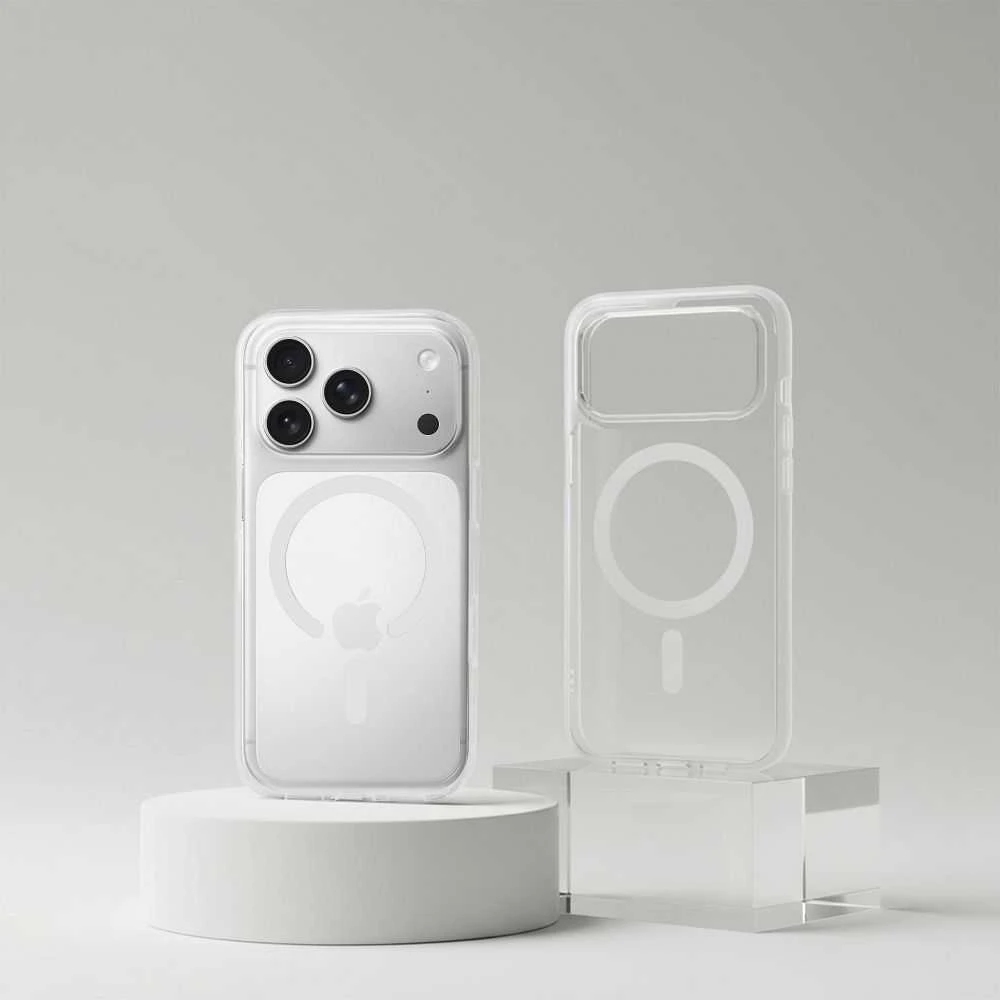 „iPhone 17 AIR“ dėklas „Forcell F-Protect Clear Hybrid Premium“, suderinamas su „Magsafe“ permatomas