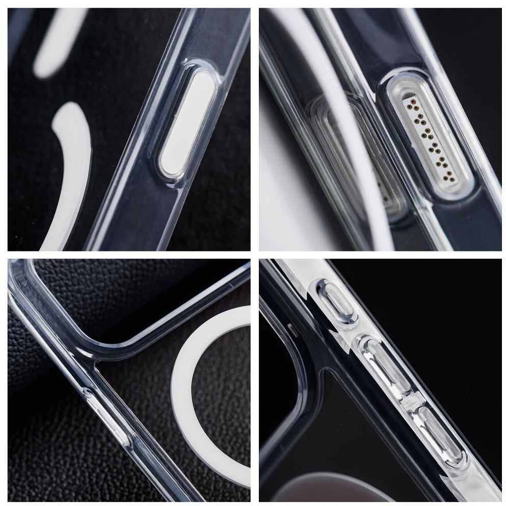 „iPhone 16 PRO Forcell F-Protect Clear Hybrid Premium“ dėklas, suderinamas su „Magsafe“ permatomas