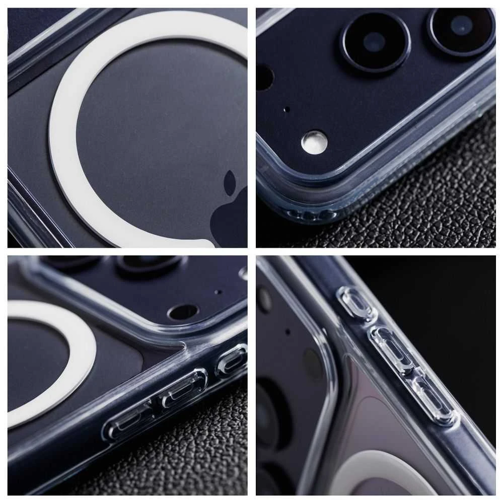 „iPhone 16 PRO Forcell F-Protect Clear Hybrid Premium“ dėklas, suderinamas su „Magsafe“ permatomas