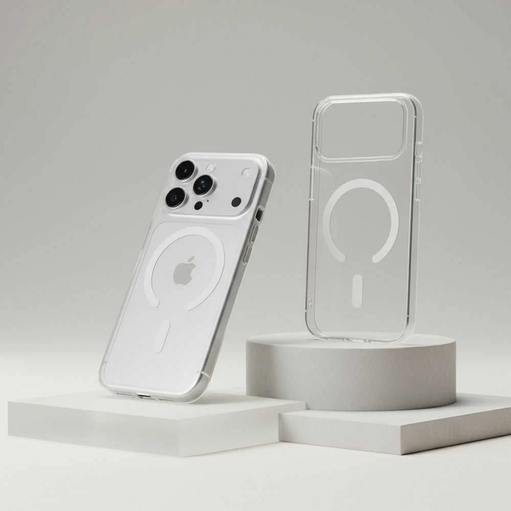 „iPhone 17 AIR“ dėklas „Forcell F-Protect Clear Hybrid Premium“, suderinamas su „Magsafe“ permatomas