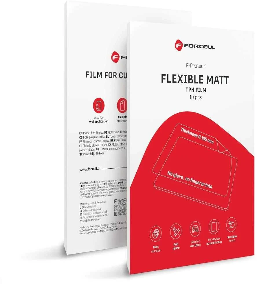 Plėvelė pjovimo mašinai Forcell F-Protect Flexible Planšetė Matinis planšetiniams kompiuteriams iki 16" 10 vnt.