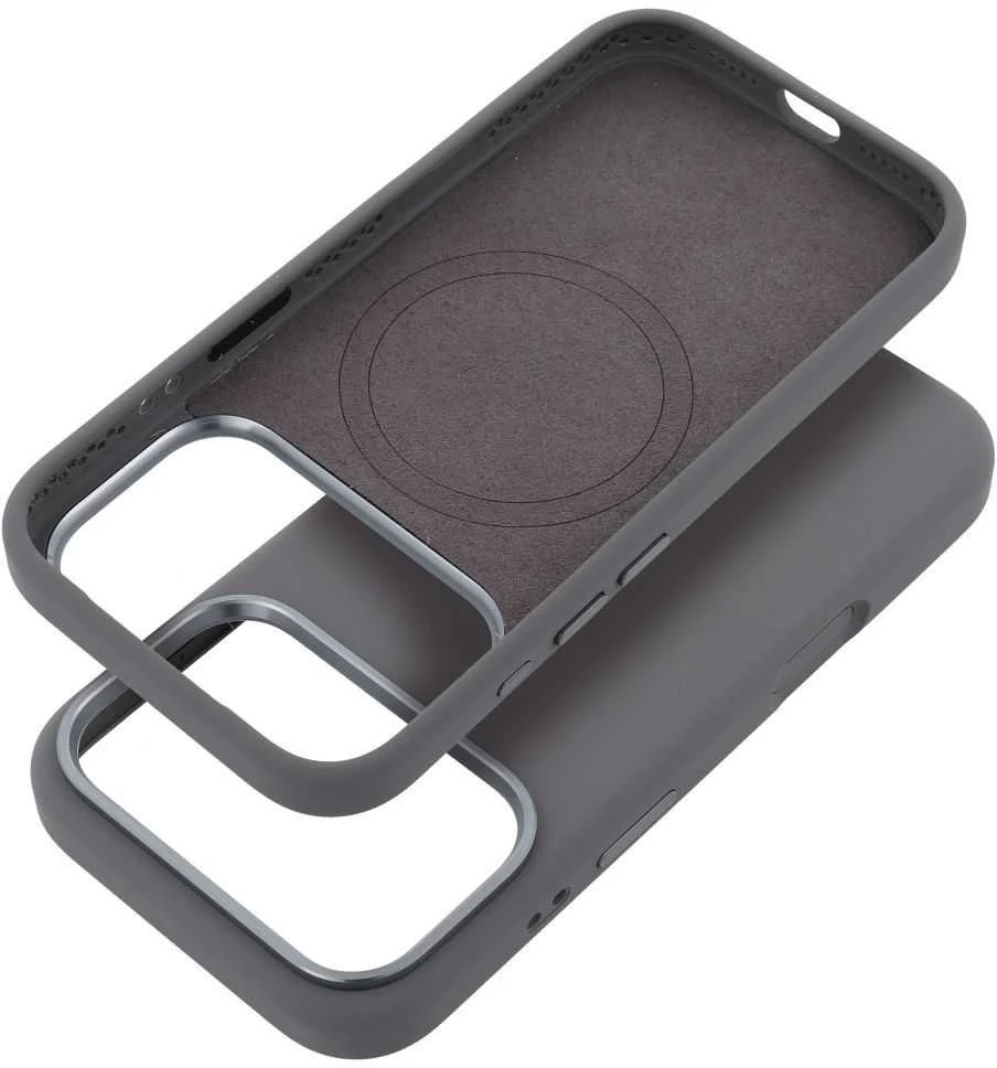 „iPhone 15 PRO MAX“ dėklas „Forcell F-Protect Frame Premium“, suderinamas su „Magsafe“ pilka spalva