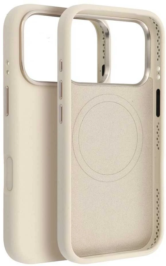 „iPhone 17 Pro / 18 Pro“ dėklas (žemas kameros kraštas), „Forcell F-Protect Frame Premium“, suderinamas su „Magsafe“ antikvarinėmis baltomis