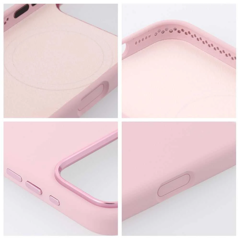 „iPhone 15 PRO MAX“ dėklas „Forcell F-Protect Frame Premium“, suderinamas su „Magsafe“, rožinis