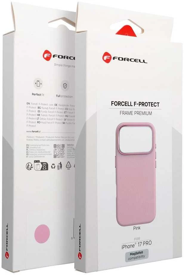 „iPhone 15 PRO MAX“ dėklas „Forcell F-Protect Frame Premium“, suderinamas su „Magsafe“, rožinis