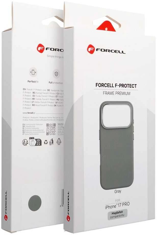 „iPhone 16 PRO MAX“ dėklas „Forcell F-Protect Frame Premium“, suderinamas su „Magsafe“ pilka spalva