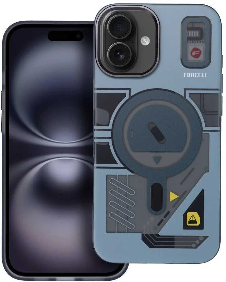 „iPhone 16 PLUS“ dėklas su „Forcell F-Protect Levels“ dvigubo sluoksnio 4D technologija, suderinamas su „Magsafe Military Drop-Test“ kibernetinėmis pilkomis spalvomis.