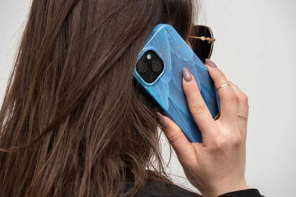 „iPhone 15 PLUS“ dėklas „Forcell F-Protect Mirage“, suderinamas su „Magsafe“ mėlynas bird