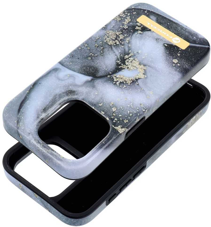 „Forcell F-Protect Mirage“ dėklas, skirtas iPhone 15 PRO, suderinamas su MagSafe, marmurinis rūko spalvos