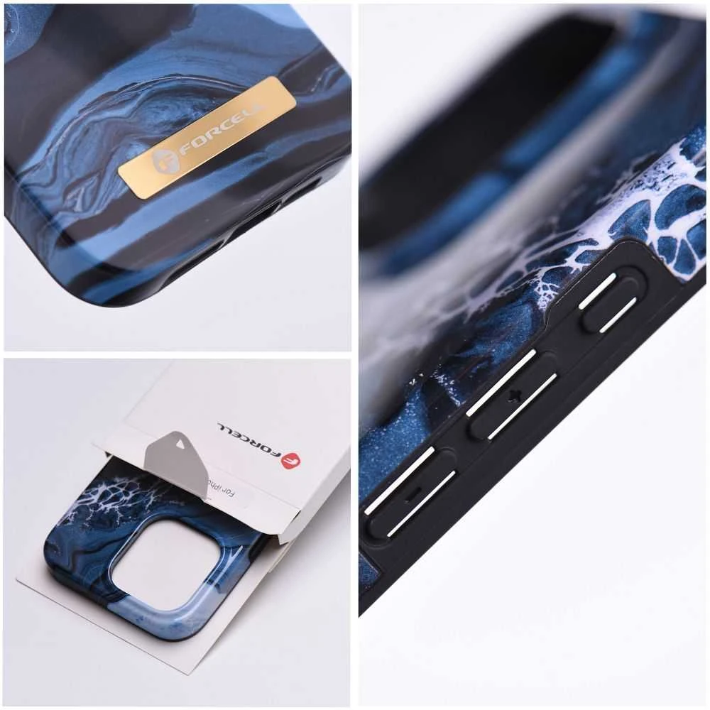 „iPhone 14 PLUS“ dėklas „Forcell F-Protect Mirage“, suderinamas su „Magsafe“ vandenyno marmuro spalvos