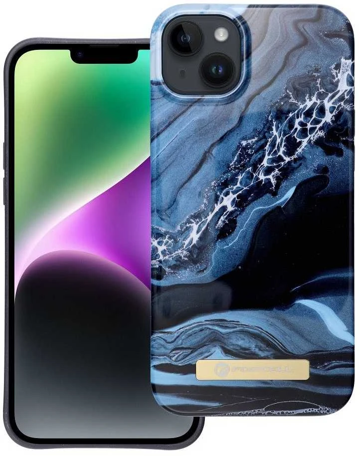 „iPhone 14 PLUS“ dėklas „Forcell F-Protect Mirage“, suderinamas su „Magsafe“ vandenyno marmuro spalvos