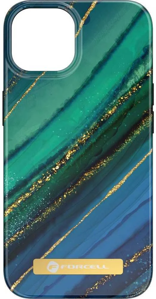 „iPhone 15 PLUS“ dėklas „Forcell F-Protect Mirage“, suderinamas su „Magsafe“ nefrito marmuru