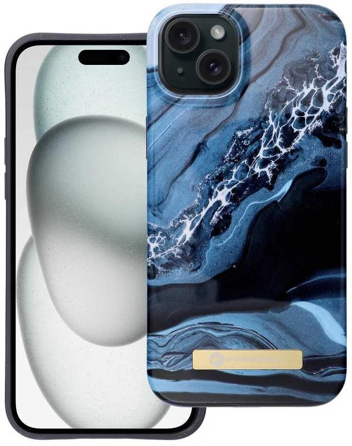 „iPhone 15 PLUS“ dėklas „Forcell F-Protect Mirage“, suderinamas su „Magsafe“ vandenyno marmuro spalvos