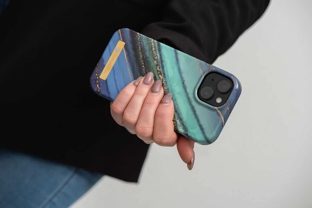 „iPhone 15 PLUS“ dėklas „Forcell F-Protect Mirage“, suderinamas su „Magsafe“ nefrito marmuru