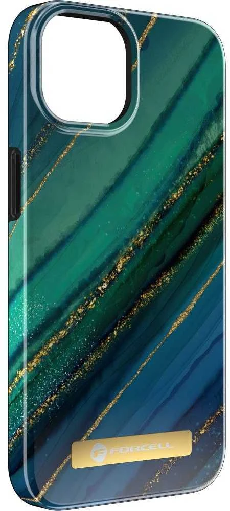„iPhone 15 PLUS“ dėklas „Forcell F-Protect Mirage“, suderinamas su „Magsafe“ nefrito marmuru