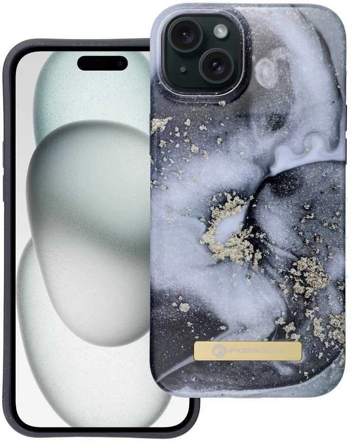 „iPhone 15 PLUS“ dėklas „Forcell F-Protect Mirage“, suderinamas su „Magsafe“ marmuro rūko spalvos dėklu.